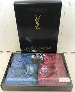 新品未使用品★ YVESSAINTLAURENT イヴサンローラン フェイス タオル 2枚セット 綿100% インテリア お風呂 用品 タオル YSL 家庭 用品 