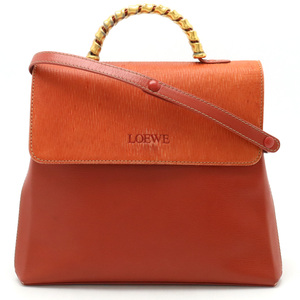 LOEWE ロエベ ベラスケス ツイスト ハンドバッグ 2WAY ショルダーバッグ バイカラー レザー テラコッタ オレンジ ゴールド金具