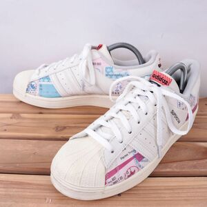 z5598 アディダス スーパースター US8 1/2 26.5cm/白 ホワイト系 柄 adidas SUPERSTAR メンズ スニーカー 中古