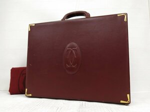 ◆美品◆Cartier カルティエ◆メンズ◆マスト◆ロゴ型押し◆カーフ レザー 本革◆アタッシュケース◆ボルドー ゴールド金具◆A5671