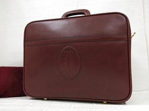 ◆美品◆Cartier カルティエ◆マスト◆カーフ レザー 本革◆トラベル ハンド バッグ◆ボルドー ゴールド金具◆ロゴ型押し◆ビジネス◆A9228