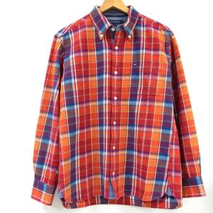 ◆TOMMY HILFIGER トミーヒルフィガー ボタンダウン 長袖 チェック ネルシャツ メンズ 1円スタート