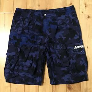 BAPE SAND camo カーゴ ハーフパンツ Mサイズ ネイビー a bathing ape cargo shorts エイプ ベイプ アベイシングエイプ ショーツ 迷彩 6472