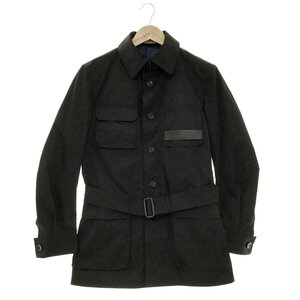 ●激レア nano LIBRARY 別注 RING JACKET × PELLE MORBIDA “10” MONTH JK サファリジャケット メンズ ブラック ポリエステル 2AB/92189