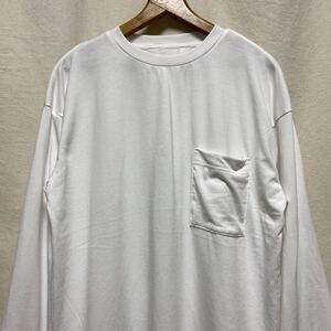 MUJI LABO ワイドシルエット　長袖　ポケットTシャツ　ホワイト　無地　ロンT ポリエステル　カットソー　無印良品　白