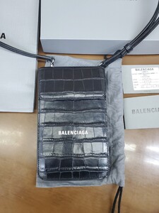 BALENCIAGA バレンシアガ　クロコ風　ショルダーバッグ　スマホ　カード　正規品　64053 1ROP3