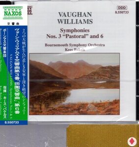 ヴォーン・ウィリアムズ：交響曲第3番「田園交響曲」、第6番（ボーンマス響／バケルス）(未開封)