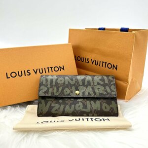 LOUIS VUITTON ルイヴィトン M92188 モノグラム グラフィティ カーキ 財布 長財布　男女兼用【中古】【美品】