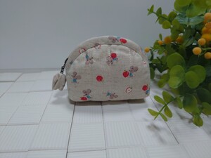 ★★★ ハンドメイド 　ミニポーチ 【ネズミとリンゴ】★★★