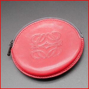 正規品 ロエベ LOEWE コインケース Coin case アナグラム Anagram ラウンド Round 赤 RED ジップ Zip ロゴ Logo 美品 Authentic Mint