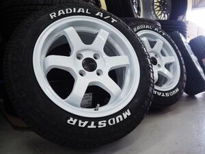 アゲ系 ゴツゴツ系 カスタムサイズ 15inch 4-100 6.5J+38 WH マッドスター ラジアル A/T 175/65R15 ハイゼット ハイゼットジャンボ