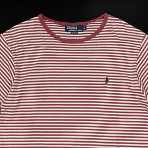 90s usa vintage POLO by Ralph Lauren ポロ ラルフローレン ボーダー ワンポイント Tシャツ size.M