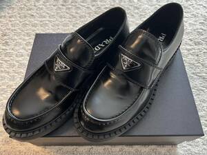 PRADA プラダ ローファー 2DE127 055 F0002 メンズ チョコレート ブラッシュド レザー シューズ 革靴 トライアングル ロゴ メタル 8