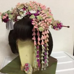 【オーダーメイド】江戸つまみ細工　日本髪　舞妓　芸妓　花かんざし　藤の花　希少