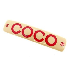 シャネル バレッタ ヘアアクセサリー レディース ヴィンテージクラシック COCO ベージュ×レッド×シルバー 中古