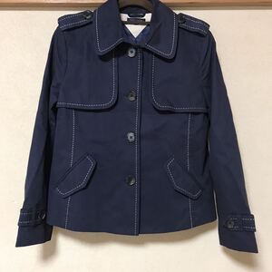 C 美品 TOMMY HILFIGER トミーヒルフィガー 春秋コート Mサイズ ネイビー 紺 コットン100%