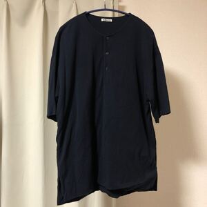 AURALEE HIGH GAUGE PIQUE DOUBLE CLOTH HENLEY NECK オーラリー ヘンリーネック 半袖tシャツ ネイビー 紺 サイズ3 A8SH02HK 試着のみ美品