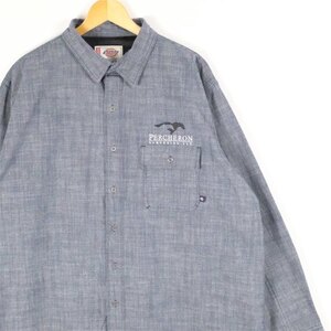 古着 大きいサイズ ディッキーズ Dickies WL630BU 長袖ワークシャツ メンズUS-2XLサイズ 無地 青 ブルー系 tn-1625n