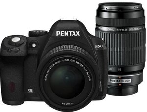 【中古】 RICOH リコー デジタル一眼レフ PENTAX K-50 DAL18-55mmWR・DAL55-30mmダ