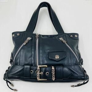 717 クロムハーツ　JJディーン　ラージ　トートバッグ ハンドバッグ レザー ブラック シルバー　CHROME HEARTS カバン　バッグ