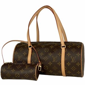 ルイ・ヴィトン Louis Vuitton パピヨン 30 バレルバッグ 筒型 旧型 ハンドバッグ モノグラム ブラウン M51385 レディース 【中古】