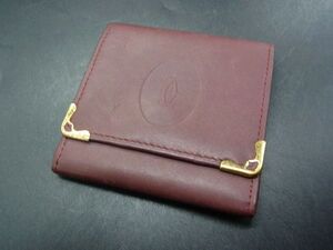 ■美品■ Cartier カルティエ マストライン レザー コインケース コインパース 小銭入れ ボルドー系 DH1328