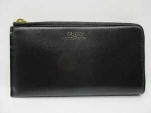 【美品中古】グッチ GUCCI　Ｌ字ファスナー　長財布　スムースカーフレザー ヴィンテージロゴ