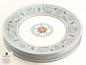 洋食器　WEDGWOOD　ウェッジウッド　FLORENTINE TURQUOISE　プレート　5客　径17.6ｃｍ　B0129