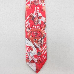 中古 ラルフマーリン ネクタイ 90s NFL サンフランシスコフォーティナイナーズ 49ers 赤 レッド アメフト スーパーボウル 24jun17