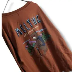 D56　ブラウン Tシャツ MELTING クマ イラスト付き