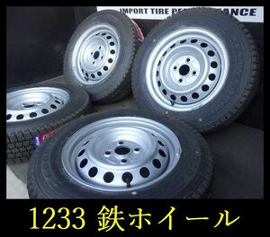 ホ冬【1233】★KM0205274●鉄ホイール●14x5J 4穴 PCD100 インセット不明●2022年製 未使用品 Good’EYAR 155/80R14 88/86●4本