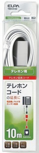 まとめ買い ELPA TEL用延長コード6極2 4芯 10m TEW-E100 〔×3〕