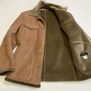 【最高級/キャメル/スエード調】美品◎MEN‘S MELROSE/メンズメルローズ 秋冬極暖 ムートンコート(3/L相当)美シルエット 至福の着心地 ボア