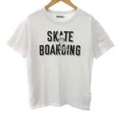 桃太郎ジーンズ MOMOTARO JEANS 出陣 SKATE BOARDING スケートボーディング Tシャツ カットソー 半袖 プリント コットン 白 ホワイト M ■ECS