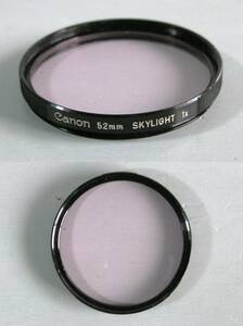 Ｃanon 　(438)　 美品・レンズフィルタ　52mm 　Skylight 　（紫外線防止、レンズ保護）　キャノン