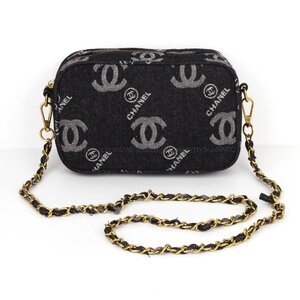 シャネル CHANEL ノベルティ ショルダー付き ポーチ 2way チェーン バッグ デニム スクエア 斜めがけ レディース ブランド 黒 非売品