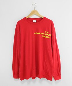 SUPREME × COMME des GARCONS SHIRT ◆ L/S Tee 長袖 Tシャツ 赤 レッド XLサイズ カットソー USA製 コムデギャルソン シュプリーム /XE19