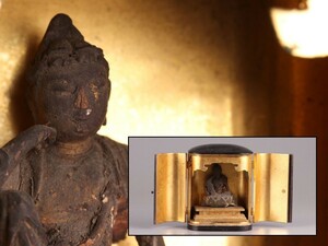 仏教美術 時代木彫 如意輪観音菩薩 仏像 厨子 時代物 極上品 初だし品 C9145