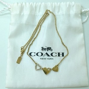 COACH コーチ ハート ネックレス クリスタルラインストーン ゴールドカラー