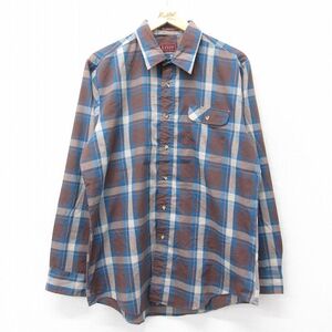 XL/古着 リーバイス Levis 長袖 ブランド シャツ メンズ 80s ロング丈 紺他 ネイビー チェック 23sep14 中古 トップス