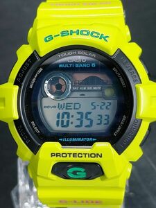 美品 CASIO カシオ G-SHOCK ジーショック G-LIDE GWX-8900C-3 デジタル 電波ソーラー 腕時計 ライムグリーン ステンレス 動作確認済み