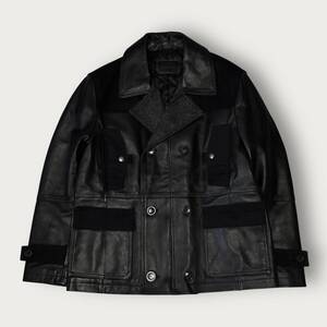 未使用級 XL 定価23万　DIESEL BLACK GOLD ディーゼルブラックゴールド カーフ レザージャケット ブルゾン 牛革 黒　// レザー ライダース