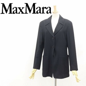 白タグ◆MaxMara マックスマーラ ウール 3釦 ジャケット 黒 ブラック 38