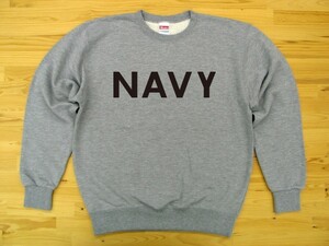 NAVY 杢グレー 9.7oz トレーナー 黒 XL スウェット ロゴ ネイビー 海軍 USN U.S.