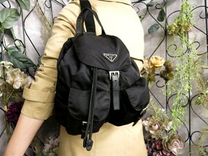 ●超美品●PRADA プラダ●三角ロゴプレート●ポコノ ナイロン カーフ レザー 本革●リュックサック●黒●ヴィンテージ●B5 収納●Js51808