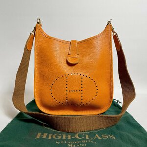 2405-15-1｜未使用に近い｜HIGH-CLASS ハイクラス ショルダーバッグ レザー オレンジ ブラウン系