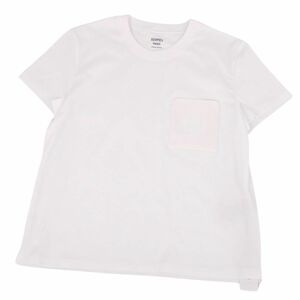 未使用 エルメス HERMES 24SS Tシャツ カットソー 半袖 ショートスリーブ 刺繍 コットン トップス レディース 40 白 cf08dl-rm07f11464