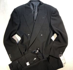 新品 定価3.6万【サイズAB8 XXL★NIKKE礼服】4Bダブルスーツ 漆黒フォーマル 背抜き ノーベンツ 2タック アジャスター付き ウール喪服