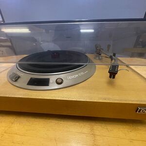 【ジャンク】DENON ダイレクトドライブレコードプレーヤー denon DP-1000+プレーヤー キャビネット DK-70 ダストカバー一部破損◆N12-821