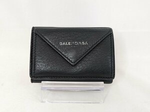 BALENCIAGA バレンシアガ ペーパーミニウォレット 3つ折りレザーウォレット 財布 391446 カラー：ブラック